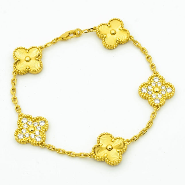 CLOVER BRACELET 5 MOTIFS GOLD DIAMOND