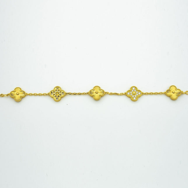 CLOVER BRACELET 5 MOTIFS GOLD DIAMOND