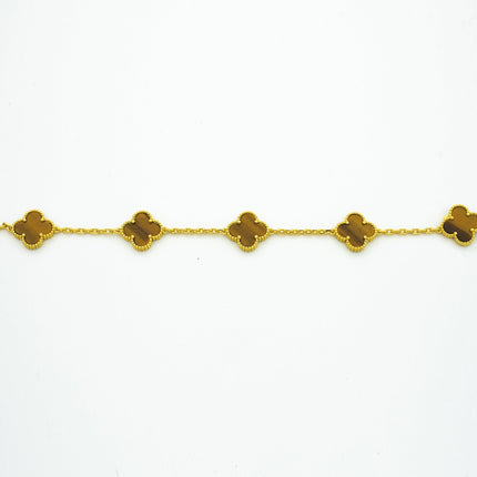 CLOVER BRACELET 5 MOTIFS TIGER EYE