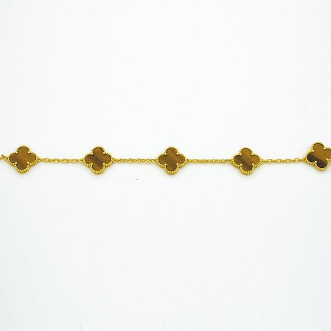 CLOVER BRACELET 5 MOTIFS TIGER EYE