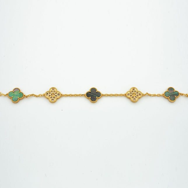 CLOVER BRACELET 5 MOTIF MOP AND DIAMOND