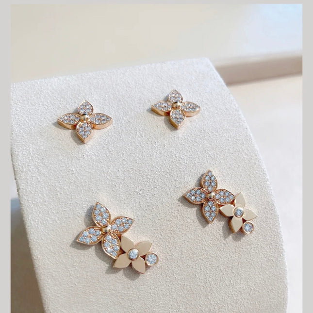 STAR BLOSSOM STUD EARRINGS PINK GOLD DIAMONDS