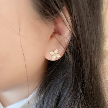 STAR BLOSSOM STUD EARRINGS PINK GOLD DIAMONDS