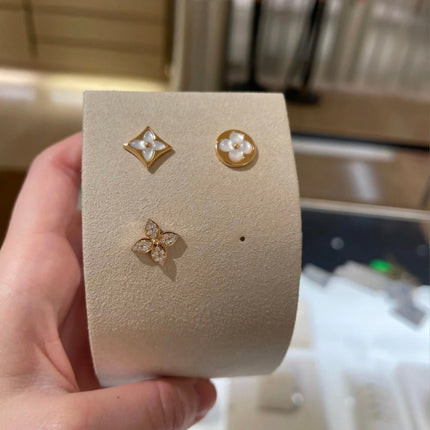 STAR BLOSSOM STUD EARRINGS PINK GOLD DIAMONDS