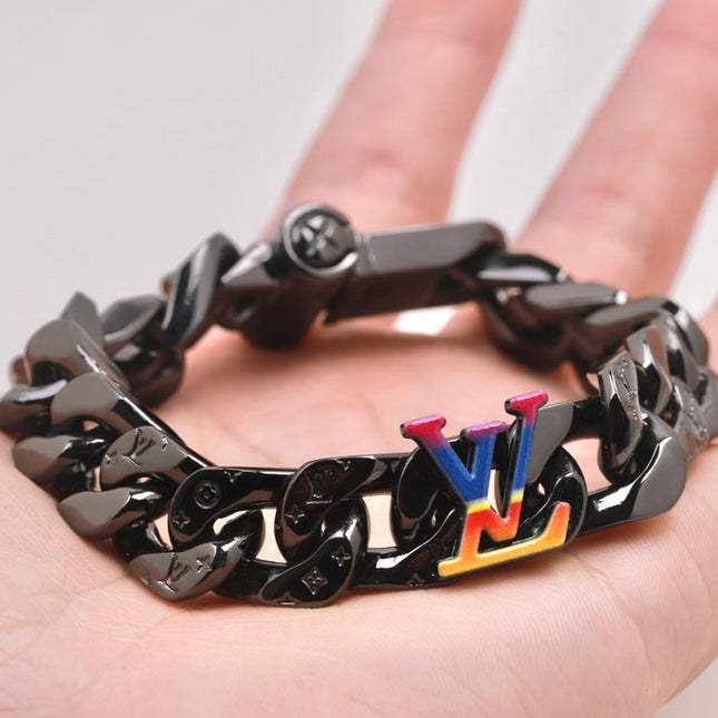 RAINBOW BLACK METAL CUBAN BRACELET
