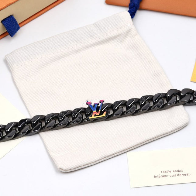 RAINBOW BLACK METAL CUBAN BRACELET