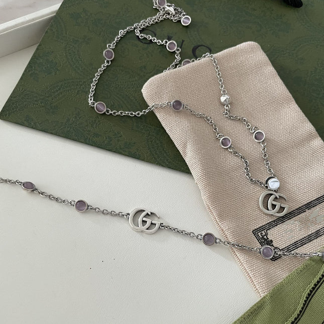 GG DOUBLE G MOTHER-OF-PEARL NECKLACE
