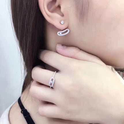MOVE UNO SILVER DIAMOND EARRINGS