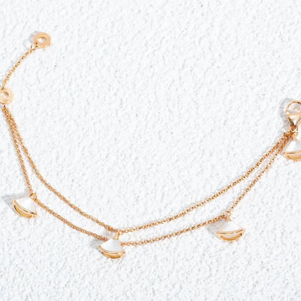 DREAM 4 MOTIF MOP PINK GOLD DOUBLE CHAIN BRACELET