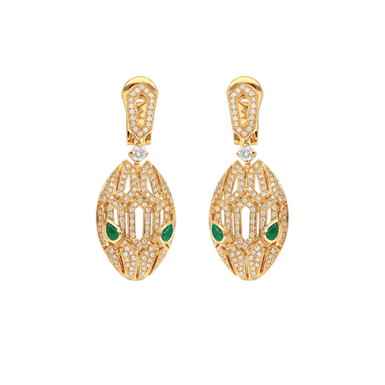 SERPENTI MALACHITE DIAMOND EARRINGS GOLD