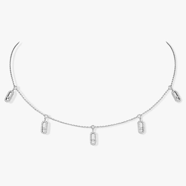 CHOKER MOVE UNO PAMPILLE PAVED SILVER DIAMOND NECKLACE