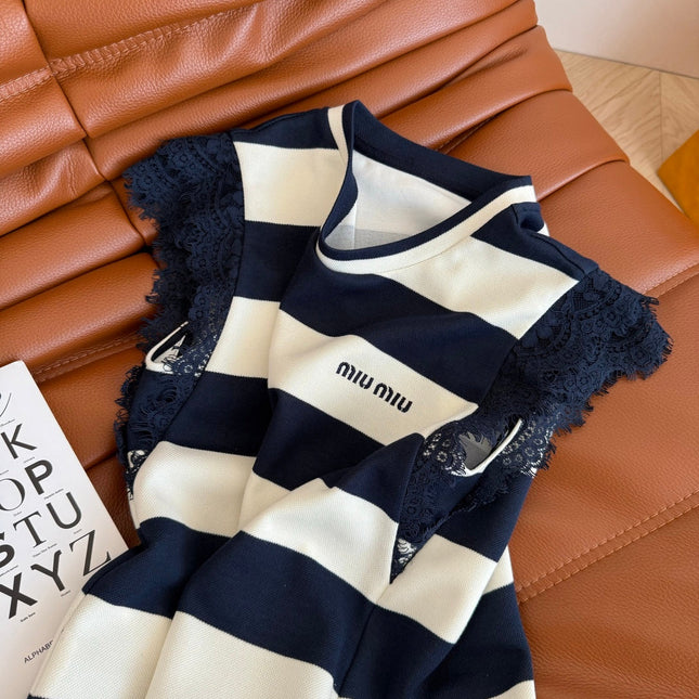 MIU NAVY DRESS WITH WIDE STRIPES 265712