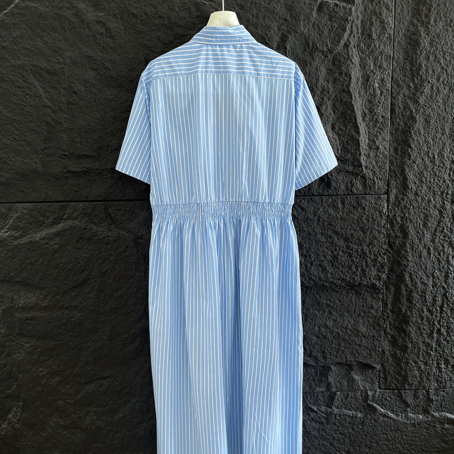 STRIPED SHORT-SLEEVE SHIRT DRESS IN COTTON 265843