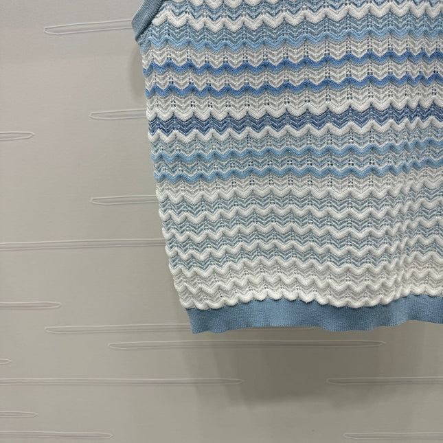 CC 25 Tank Top Baby Blue mix White Polyester 233563