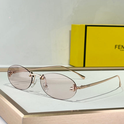FIRST CRYSTAL RIMLESS OVAL FRAME SUNGLASSES FE4075US IN METAL