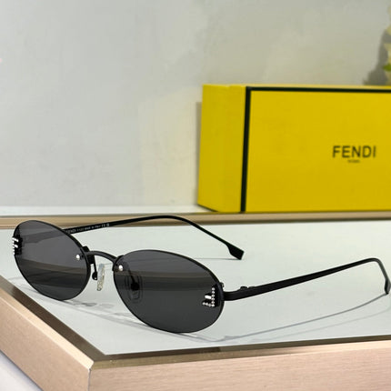 FIRST CRYSTAL RIMLESS OVAL FRAME SUNGLASSES FE4075US IN METAL
