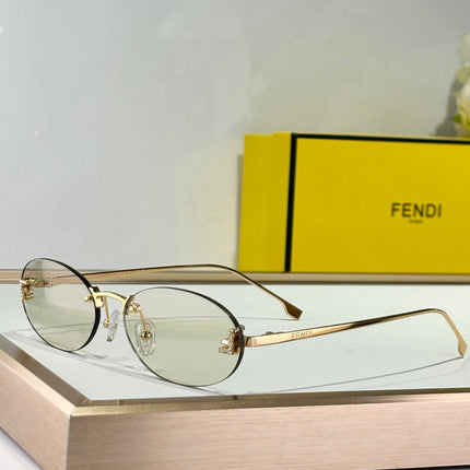FIRST CRYSTAL RIMLESS OVAL FRAME SUNGLASSES FE4075US IN METAL