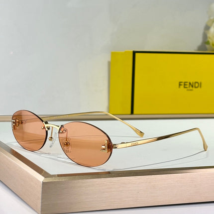 FIRST CRYSTAL RIMLESS OVAL FRAME SUNGLASSES FE4075US IN METAL