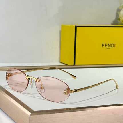 FIRST CRYSTAL RIMLESS OVAL FRAME SUNGLASSES FE4075US IN METAL