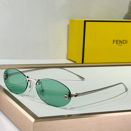 FIRST CRYSTAL RIMLESS OVAL FRAME SUNGLASSES FE4075US IN METAL