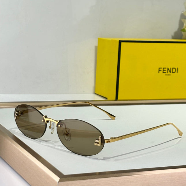 FIRST CRYSTAL RIMLESS OVAL FRAME SUNGLASSES FE4075US IN METAL
