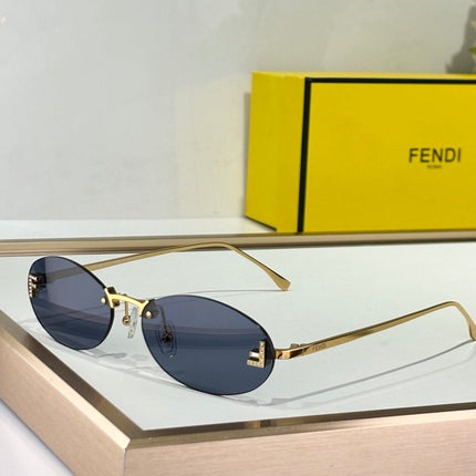 FIRST CRYSTAL RIMLESS OVAL FRAME SUNGLASSES FE4075US IN METAL