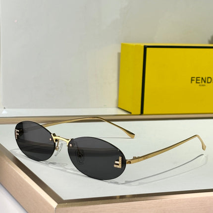 FIRST CRYSTAL RIMLESS OVAL FRAME SUNGLASSES FE4075US IN METAL