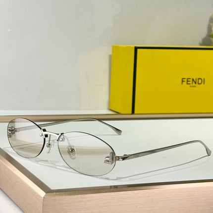 FIRST CRYSTAL RIMLESS OVAL FRAME SUNGLASSES FE4075US IN METAL