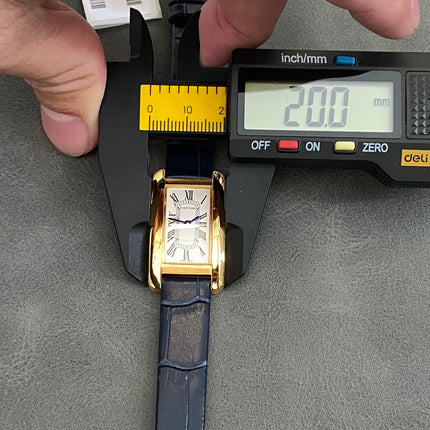 TANK AMÉRICAINE WATCH GOLD CASE WITH BLACK LEATHER STRAP