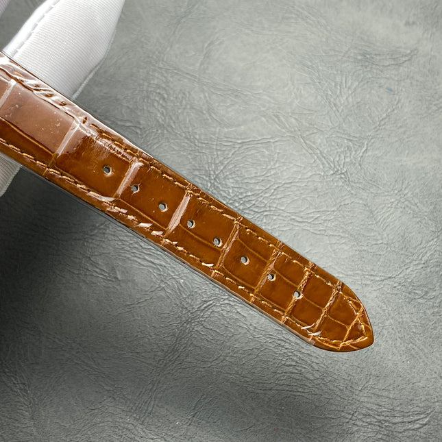 TANK SMALL MODEL LOUIS CARTIER WATCH GOLD CASE WITH CINNAMON BROWN LEATHER STRAP