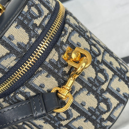 DIOR 25S CD SIGNATURE VANITY 16 IN BLUE DIOR OBLIQUE JACQUARD CANVAS