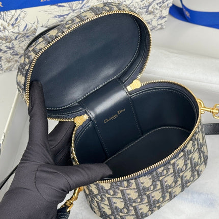 DIOR 25S CD SIGNATURE VANITY 16 IN BLUE DIOR OBLIQUE JACQUARD CANVAS