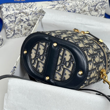DIOR 25S CD SIGNATURE VANITY 16 IN BLUE DIOR OBLIQUE JACQUARD CANVAS
