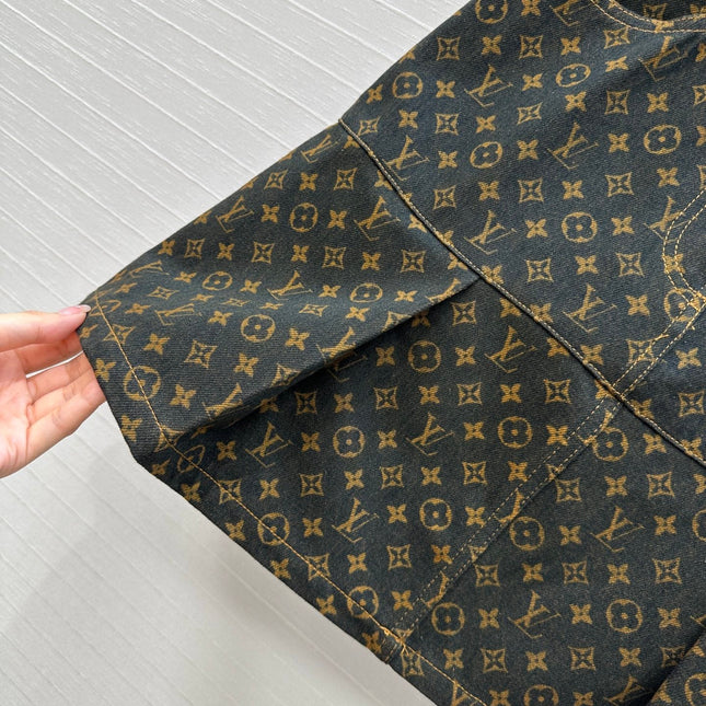 LV A-LINE DENIM SKIRT WITH LOGO 264400