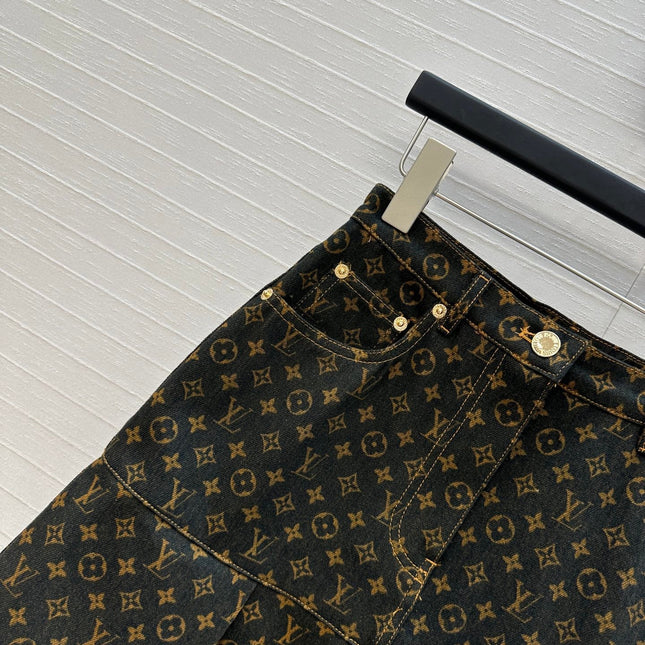 LV A-LINE DENIM SKIRT WITH LOGO 264400