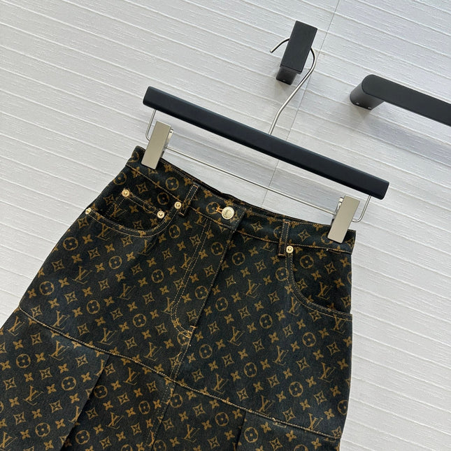 LV A-LINE DENIM SKIRT WITH LOGO 264400