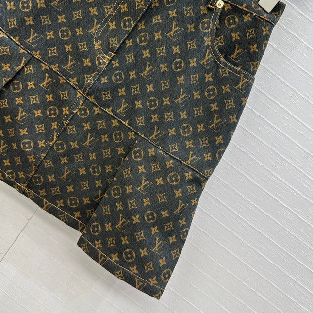 LV A-LINE DENIM SKIRT WITH LOGO 264400