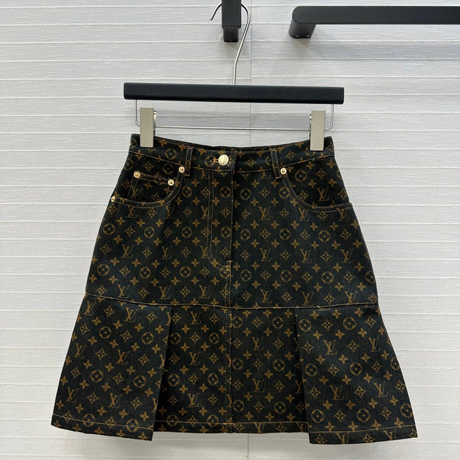 LV A-LINE DENIM SKIRT WITH LOGO 264400