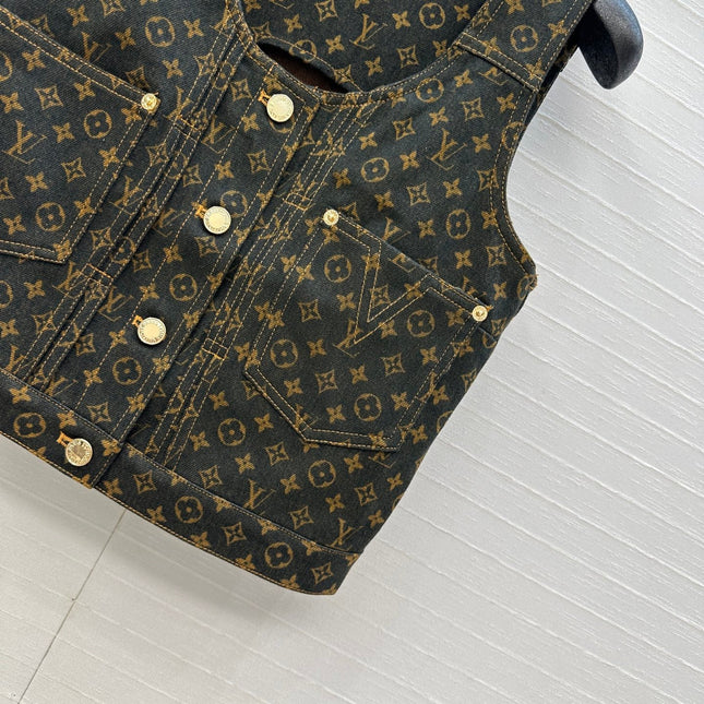LV  DENIM SLEEVELESS TOP WITH LOGO 264405