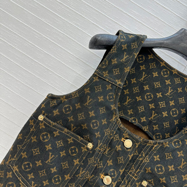 LV  DENIM SLEEVELESS TOP WITH LOGO 264405