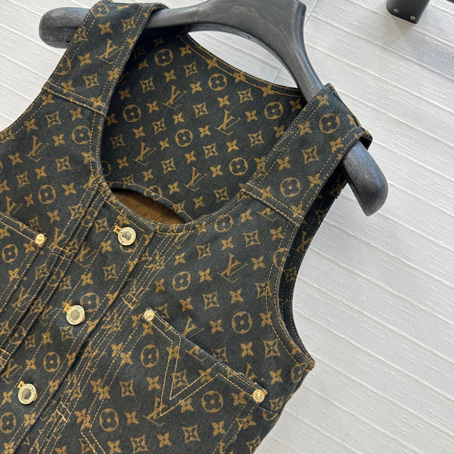 LV  DENIM SLEEVELESS TOP WITH LOGO 264405