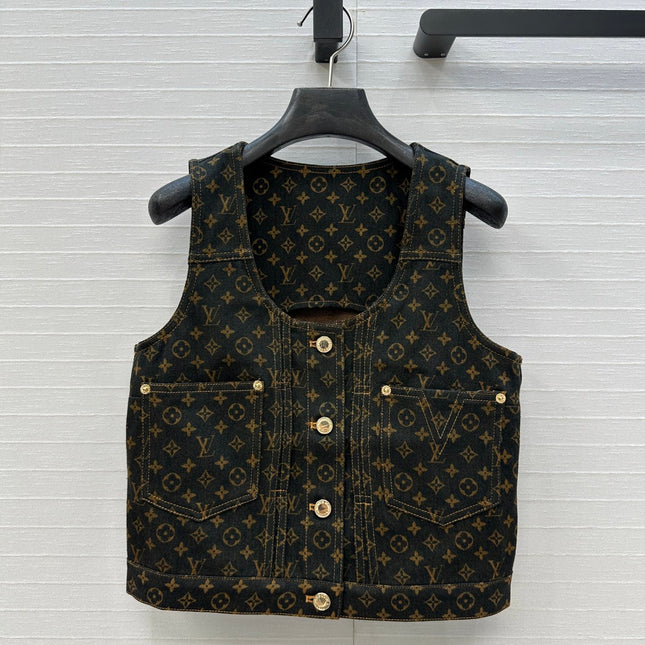 LV  DENIM SLEEVELESS TOP WITH LOGO 264405