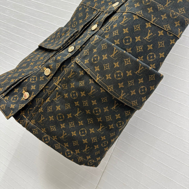 LV DENIM SLEEVELESS DRESS WITH LOGO 264410