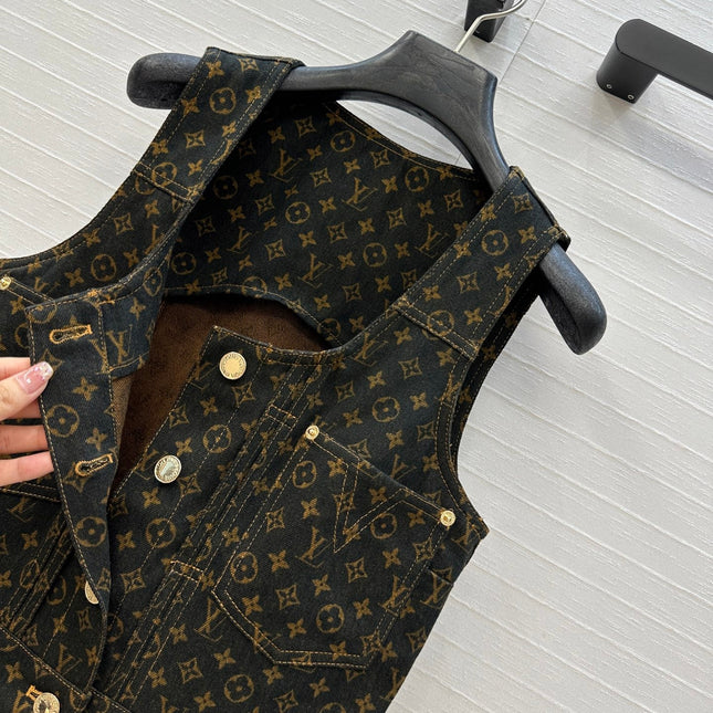 LV DENIM SLEEVELESS DRESS WITH LOGO 264410