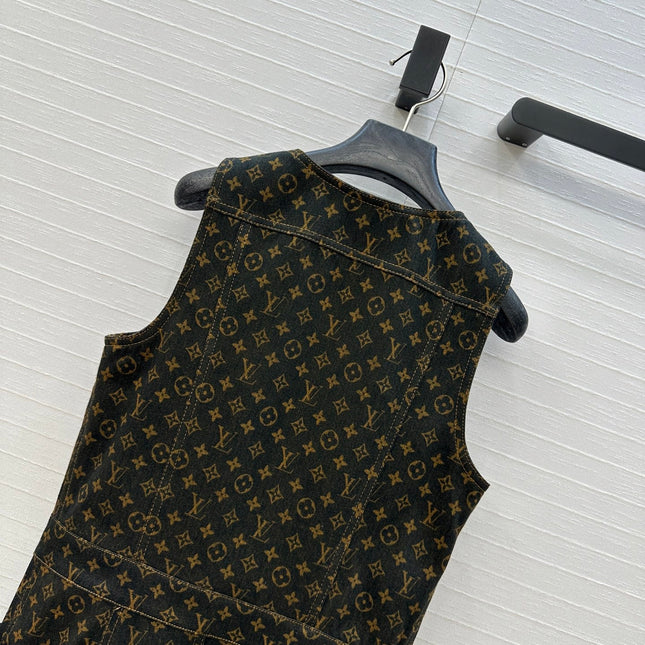LV DENIM SLEEVELESS DRESS WITH LOGO 264410