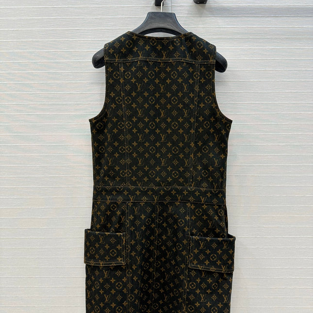 LV DENIM SLEEVELESS DRESS WITH LOGO 264410