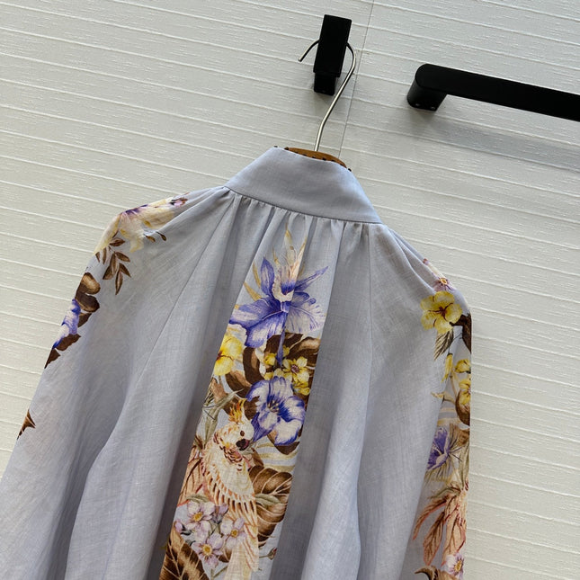 ZIMMER MULTICOLORED FLORAL SHIRT ON LAVENDER GREY BASE