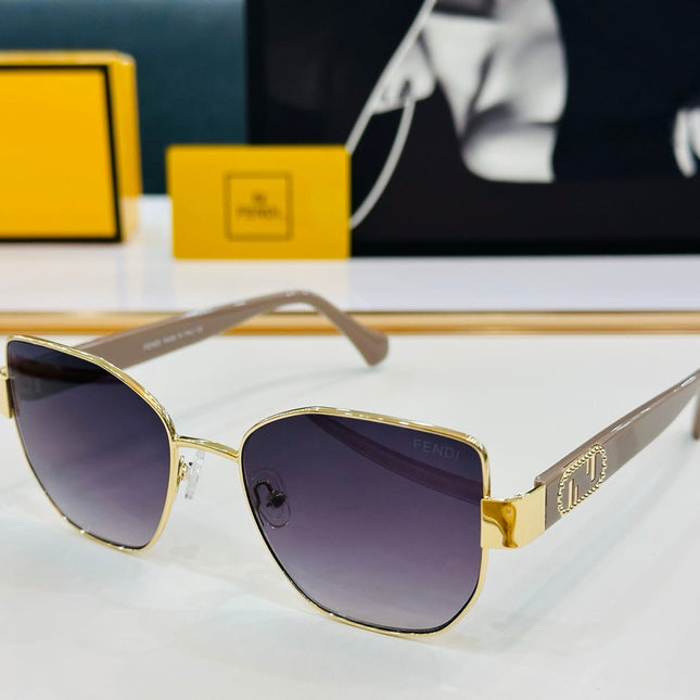 BAGUETTE SQUARE FRAME SUNGLASSES FE40051 IN METAL