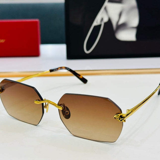 PANTHÈRE RIMLESS GEOMETRIC FRAME SUNGLASSES CT0504S IN METAL