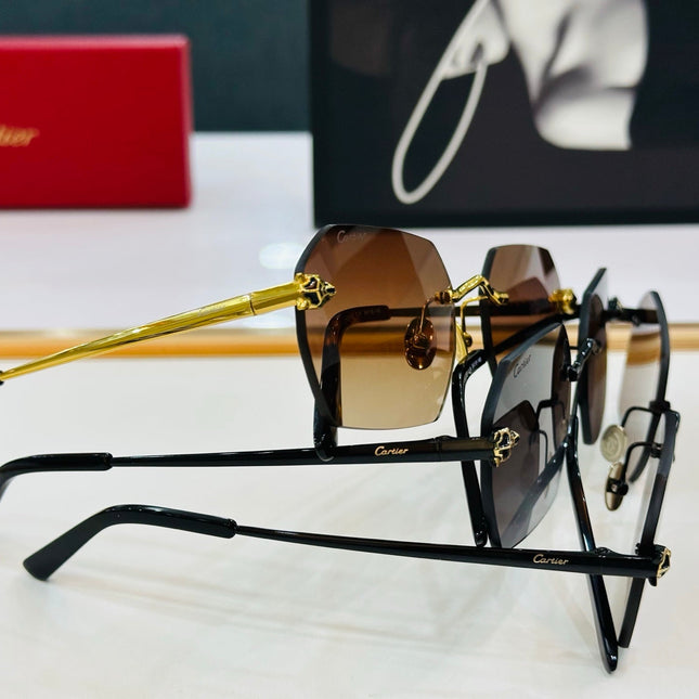 PANTHÈRE RIMLESS GEOMETRIC FRAME SUNGLASSES CT0504S IN METAL